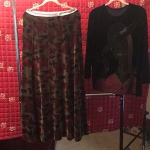 Vintage blouse and maxi skirt 2-piece
